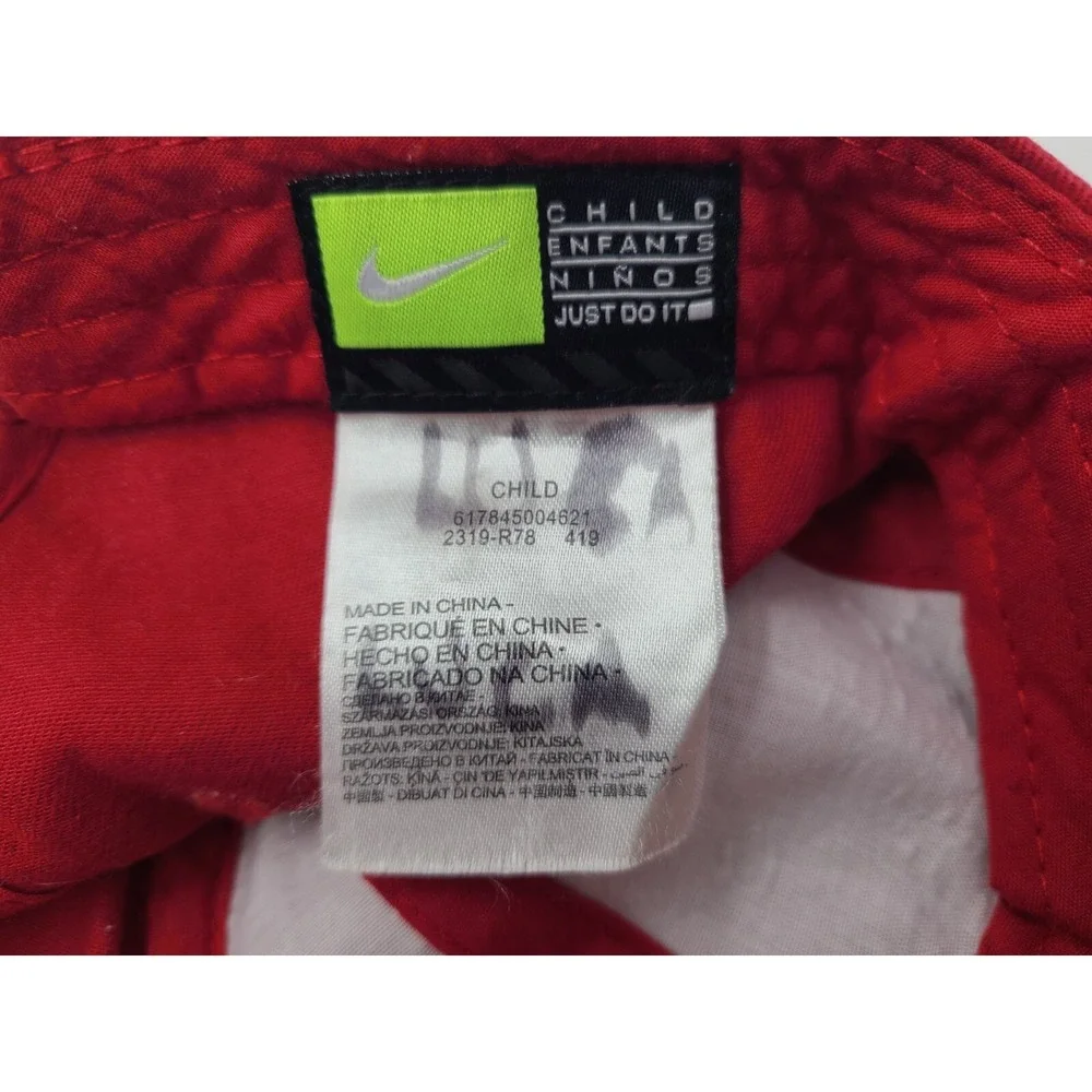 Child Nike Adjustable Hat Cap Swoosh Baseball Outdoors Boy‎ Girl Red Black Logo